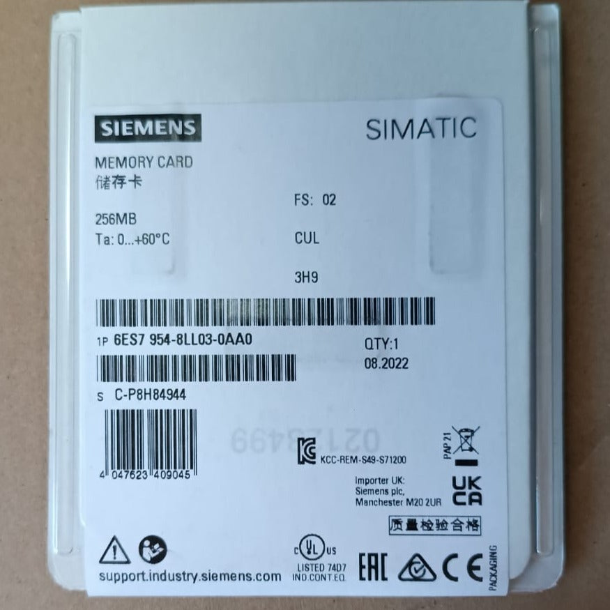 Siemens 6ES7954-8LL03-0AA0 SIMATIC S7, Memory Card For S7-1X00 CPU, 3 ...